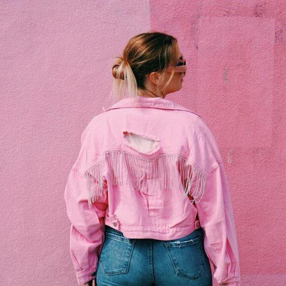 The "Jolene" Rhinestone Denim Jacket - Picture 1 of 5